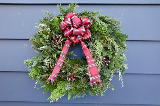 Evergreen Wreath with 3 Pine Cones