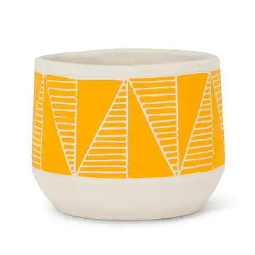 S Yellow Etched Planter - Abbott